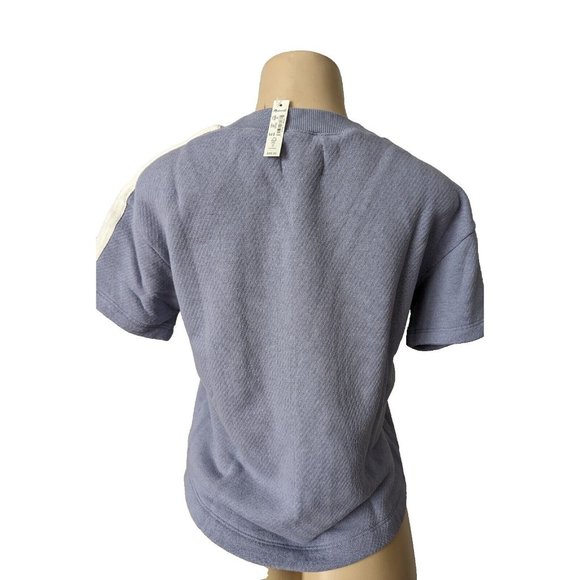 Madewell MWL Airyterry V-Neck Sweatshirt Tee - Varsity-Striped Edition Sz XS NWT - Picture 2 of 9